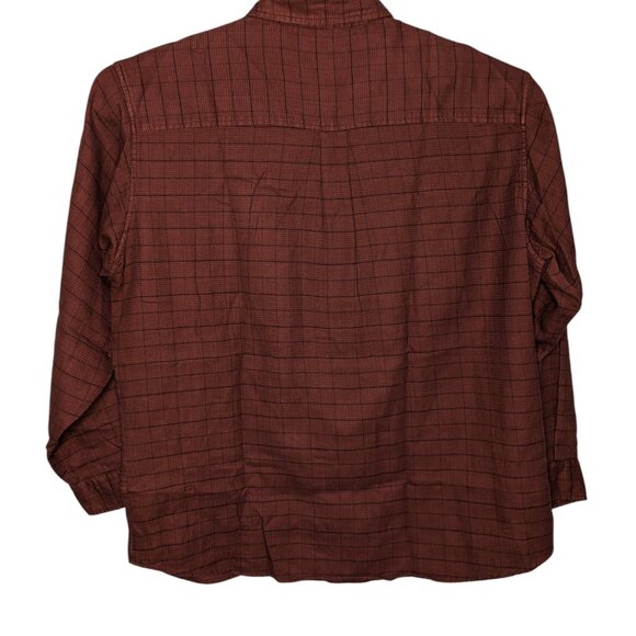 Woolrich Thermal Waffle Knit Long Sleeve Shirt Mens XL Dark Red Orange Plaid - Picture 4 of 6